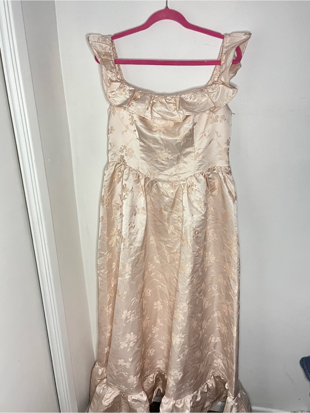 Petal & Pup Vivien Jacquard Print Nude/Blush Pink Maxi Dress Size XL - Picture 5 of 11